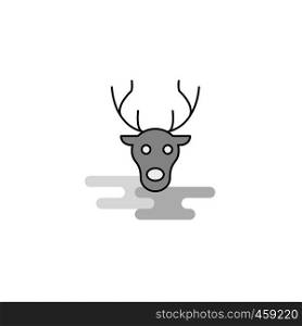 Reindeer Web Icon. Flat Line Filled Gray Icon Vector