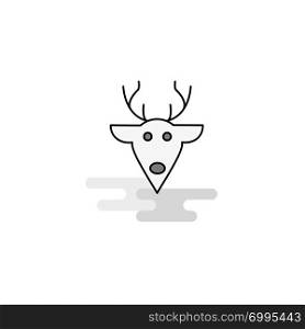 Reindeer Web Icon. Flat Line Filled Gray Icon Vector