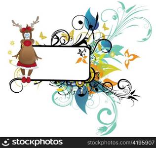 reindeer with floral frame