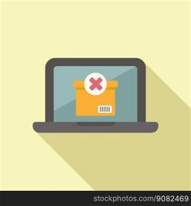 Reject parcel icon flat vector. Delivery product. Service shop. Reject parcel icon flat vector. Delivery product