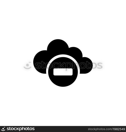 Rejected Access Network, Cloud Computing. Flat Vector Icon illustration. Simple black symbol on white background. Rejected Access Network, Cloud sign design template for web and mobile UI element. Rejected Access Network, Cloud Computing Flat Vector Icon