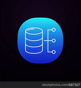 Relational database app icon. Big data. Server. UI/UX user interface. Web or mobile application. Vector isolated illustration. Relational database app icon