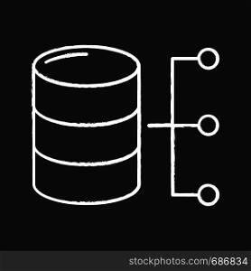 Relational database chalk icon. Big data. Server. Isolated vector chalkboard illustrations. Relational database chalk icon