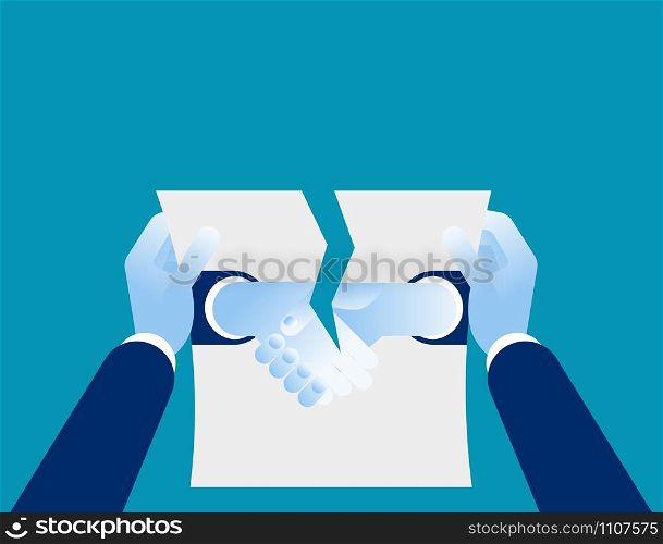 Relationship difficulties. Hand cancellation agreement. Concept business vectorillustration.