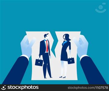 Relationship difficulties. Hand cancellation agreement. Concept business vectorillustration.