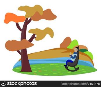 Relax in nature, illustration, vector on white background.
