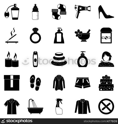Relax in spa icons set. Simple set of 25 relax in spa vector icons for web isolated on white background. Relax in spa icons set, simple style