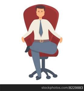 Relax manager chair icon cartoon vector. Commercial director. Office marketing. Relax manager chair icon cartoon vector. Commercial director