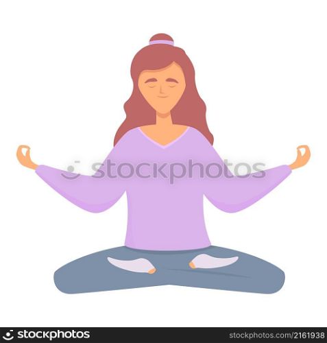 Relax meditation icon cartoon vector. Woman meditate. Girl person. Relax meditation icon cartoon vector. Woman meditate
