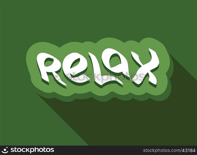 Relax text hand drawn lettering. Relaxation message label. Word vector illustration.