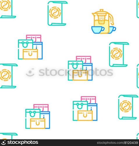 Relax Therapy Time Vector Seamless Pattern Color Line Illustration. Relax Therapy Time Vector Seamless Pattern
