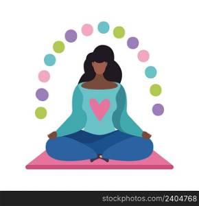 Relaxation concept. Woman meditation in yoga pose and save balance. Mind clean vector concept. Illustration meditation yoga pose, health girl relaxation. Relaxation concept. Woman meditation in yoga pose and save balance. Mind clean vector concept