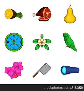 Relaxation icons set. Cartoon set of 9 relaxation vector icons for web isolated on white background. Relaxation icons set, cartoon style