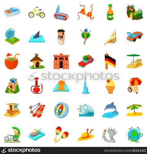 Relaxation icons set. Cartoon style of 36 relaxation vector icons for web isolated on white background. Relaxation icons set, cartoon style