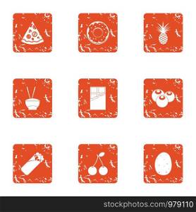 Relaxed life icons set. Grunge set of 9 relaxed life vector icons for web isolated on white background. Relaxed life icons set, grunge style