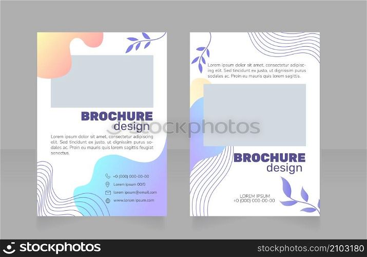 Relaxing station blank brochure design. Template set with copy space for text. Premade corporate reports collection. Editable 2 paper pages. Rubik Black, Regular, Nunito Light fonts used. Relaxing station blank brochure design