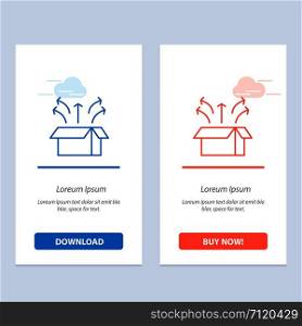 Release, Box, Launch, Open Box, Product Blue and Red Download and Buy Now web Widget Card Template