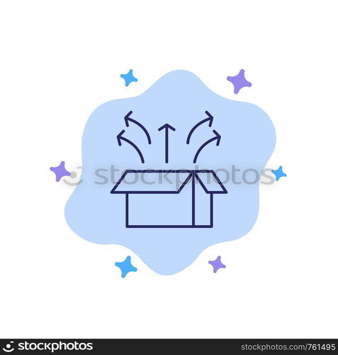 Release, Box, Launch, Open Box, Product Blue Icon on Abstract Cloud Background