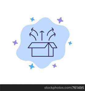 Release, Box, Launch, Open Box, Product Blue Icon on Abstract Cloud Background