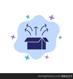 Release, Box, Launch, Open Box, Product Blue Icon on Abstract Cloud Background