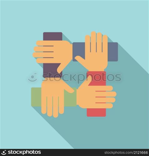Reliability group icon flat vector. Social hand. Business team. Reliability group icon flat vector. Social hand