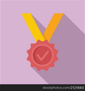 Reliability medal icon flat vector. Back guarantee. Best money. Reliability medal icon flat vector. Back guarantee