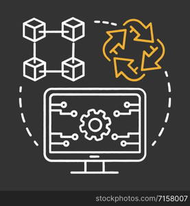 Reliability testing chalk concept icon. Software development idea thin line illustration. Application programming. Failure-free perfomance. IT project idea. Vector isolated chalkboard illustration