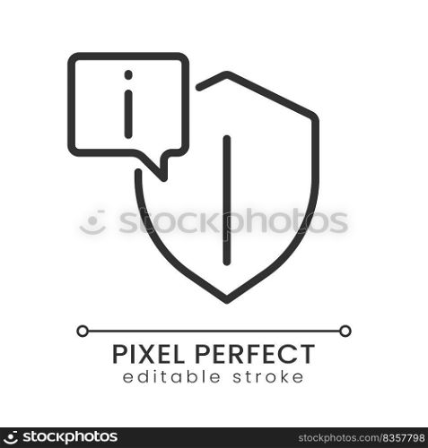 Reliable information pixel perfect linear icon. Data privacy. Trustful info sources. Thin line illustration. Contour symbol. Vector outline drawing. Editable stroke. Poppins font used. Reliable information pixel perfect linear icon
