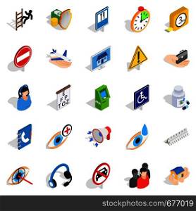 Relief icons set. Isometric set of 25 relief vector icons for web isolated on white background. Relief icons set, isometric style