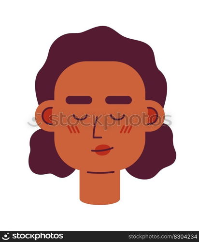 Relieved lady with closed eyes semi flat vector character head. Relax. Editable cartoon style face emotion. Simple colorful avatar icon. Spot illustration for web graphic design and animation. Relieved lady with closed eyes semi flat vector character head