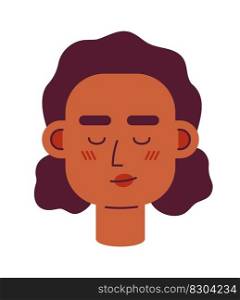 Relieved lady with closed eyes semi flat vector character head. Relax. Editable cartoon style face emotion. Simple colorful avatar icon. Spot illustration for web graphic design and animation. Relieved lady with closed eyes semi flat vector character head