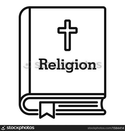 Religion book icon. Outline religion book vector icon for web design isolated on white background. Religion book icon, outline style