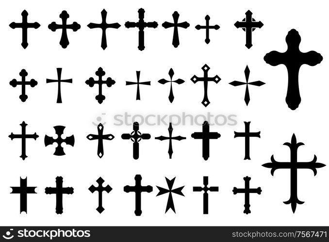 Religion Cross christianity symbols set isolated on white background for Religious, Church and Christianity design