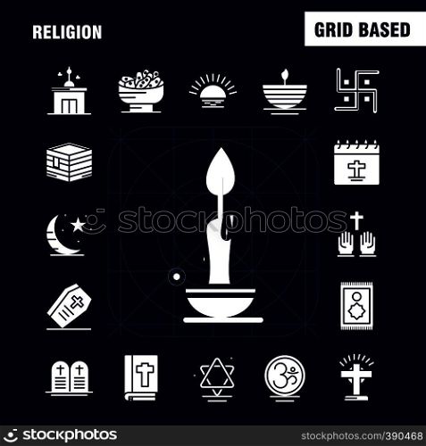 Religion Solid Glyph Icons Set For Infographics, Mobile UX/UI Kit And Print Design. Include: Coffin, Holidays, Religion, Religion, Pray, Church, Muslim Element, Icon Set - Vector