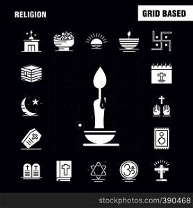 Religion Solid Glyph Icons Set For Infographics, Mobile UX/UI Kit And Print Design. Include: Coffin, Holidays, Religion, Religion, Pray, Church, Muslim Element, Icon Set - Vector