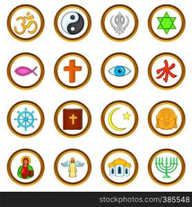 Religion vector set in cartoon style isolated on white background. Religion vector set, cartoon style
