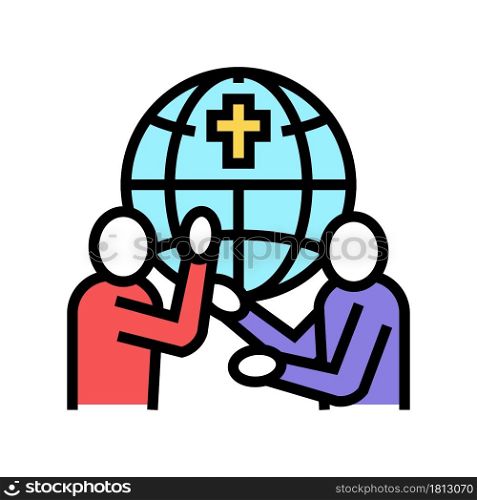 religious conflicts social problem color icon vector. religious conflicts social problem sign. isolated symbol illustration. religious conflicts social problem color icon vector illustration