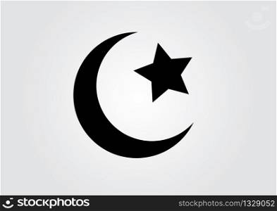 religious islamic crescent and star icon.