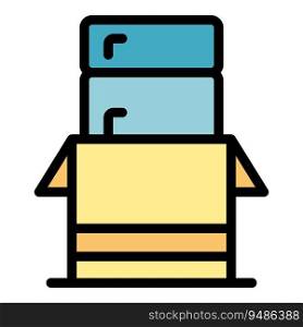 Relocation box stack icon outline vector. Move service. Cargo company color flat. Relocation box stack icon vector flat