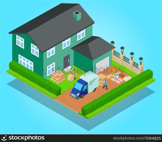 Relocation concept banner. Isometric banner of relocation vector concept for web, giftcard and postcard. Relocation concept banner, isometric style