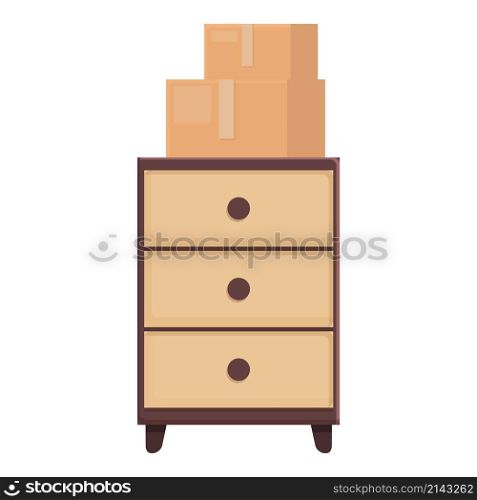 Relocation drawer icon cartoon vector. House move. Home furniture. Relocation drawer icon cartoon vector. House move