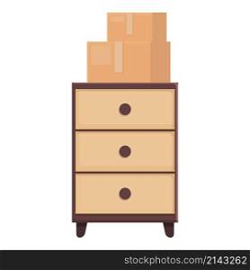 Relocation drawer icon cartoon vector. House move. Home furniture. Relocation drawer icon cartoon vector. House move