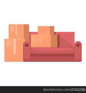 Relocation sofa box icon cartoon vector. House move. Home service. Relocation sofa box icon cartoon vector. House move