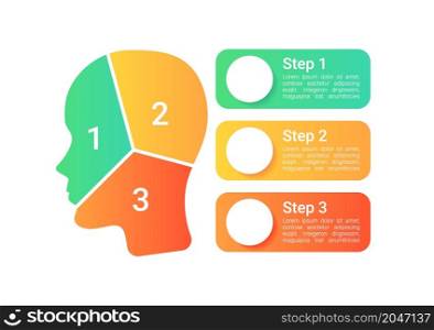 Remedy for mental illness infographic chart design template. Abstract infochart with copy space. Instructional graphics with 3 step sequence. Visual data presentation. Roboto Medium, Light fonts used. Remedy for mental illness infographic chart design template