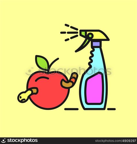 Remedy for pests. Spray. Spraying fruit. Spraying the garden .Vector icon.