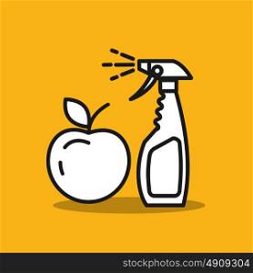Remedy for pests. Spraying fruit. Spray. Vector icon.