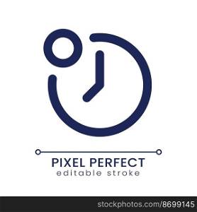 Reminder from time app pixel perfect linear ui icon. Clock sign. Show notification. GUI, UX design. Outline isolated user interface element for app and web. Editable stroke. Poppins font used. Reminder from time app pixel perfect linear ui icon