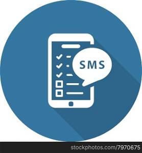 Reminders by SMS and Medical Services Icon. Flat Design.