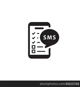 Reminders by SMS and Medical Services Icon.. Reminders by SMS and Medical Services Icon. Flat Design. Isolated smartphone with checkboxes and sms bubble.