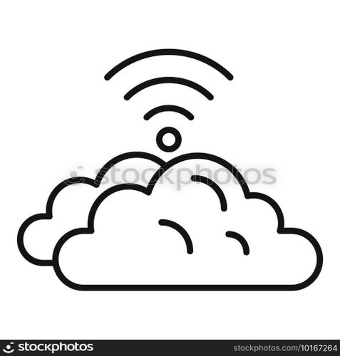 Remote control data cloud icon. Outline Remote control data cloud vector icon for web design isolated on white background. Remote control data cloud icon, outline style